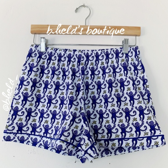 Roller Rabbit Monkey Polo Pajamas in Sapphire Monkey Blue Purple Size Small NWT - Picture 9 of 16